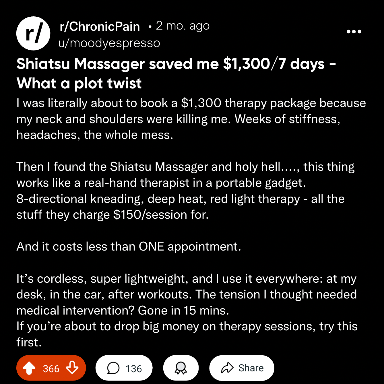 Shiatsu neck massager reviews